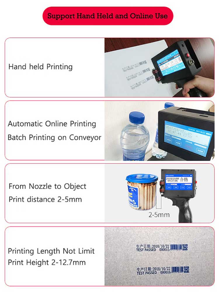 MEENJET 1580P1 Imprimante à Jet d'encre Portable avec Cartouche d'encre à  Séchage Rapide, Haute Définition Intelligente Pistolet Imprimante Jet