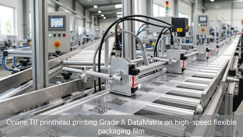 Online TIJ Coding for High-Speed Lines: Achieving Grade A DataMatrix on Flexible Packaging